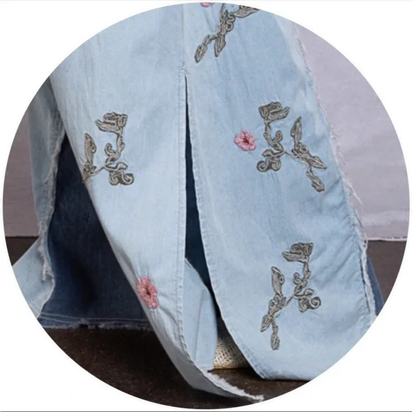 FLOWER CHILD Bohemian Long Denim Maxi Skirt - Picture 10 of 15